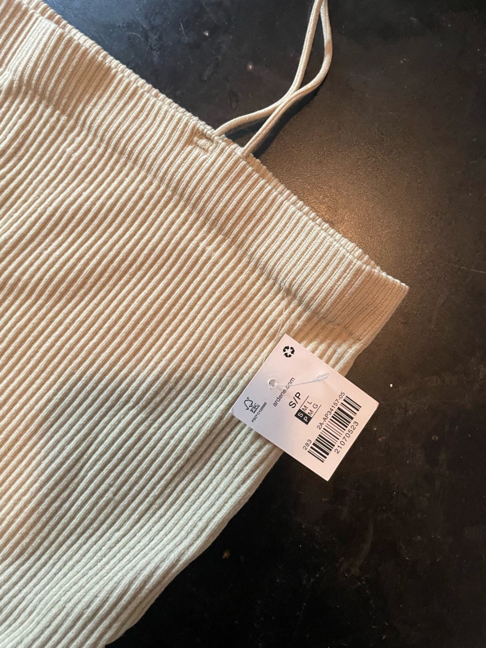 Ardene Cream Ribbed Tank Top with Spaghetti Straps